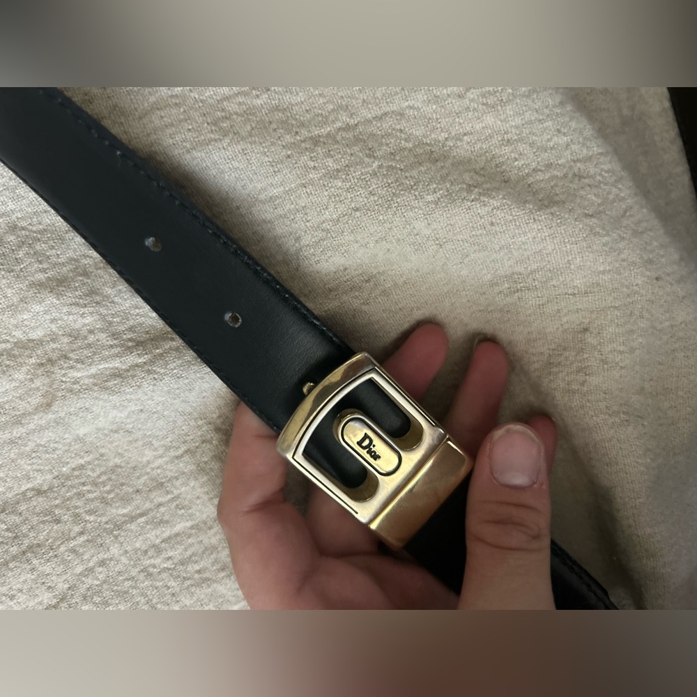 Christian Dior Belt VINTAGE Designer Belt Mens MEDIUM Brown / Black REVERSIBLE - Picture 3 of 16